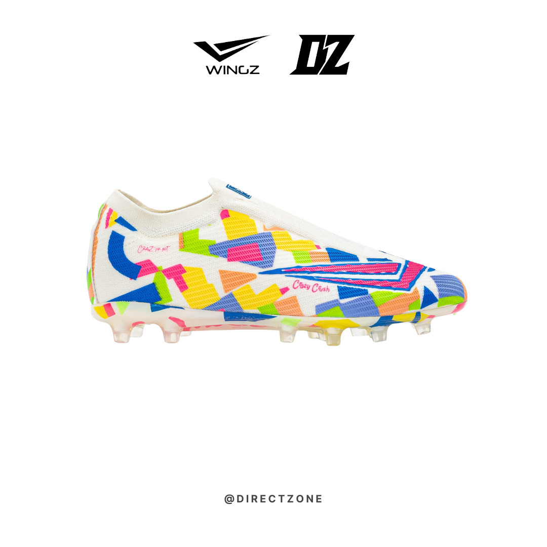 Wingz Sport Soccer Shoes - Crazy Knit Laceless Flyknit - Off White