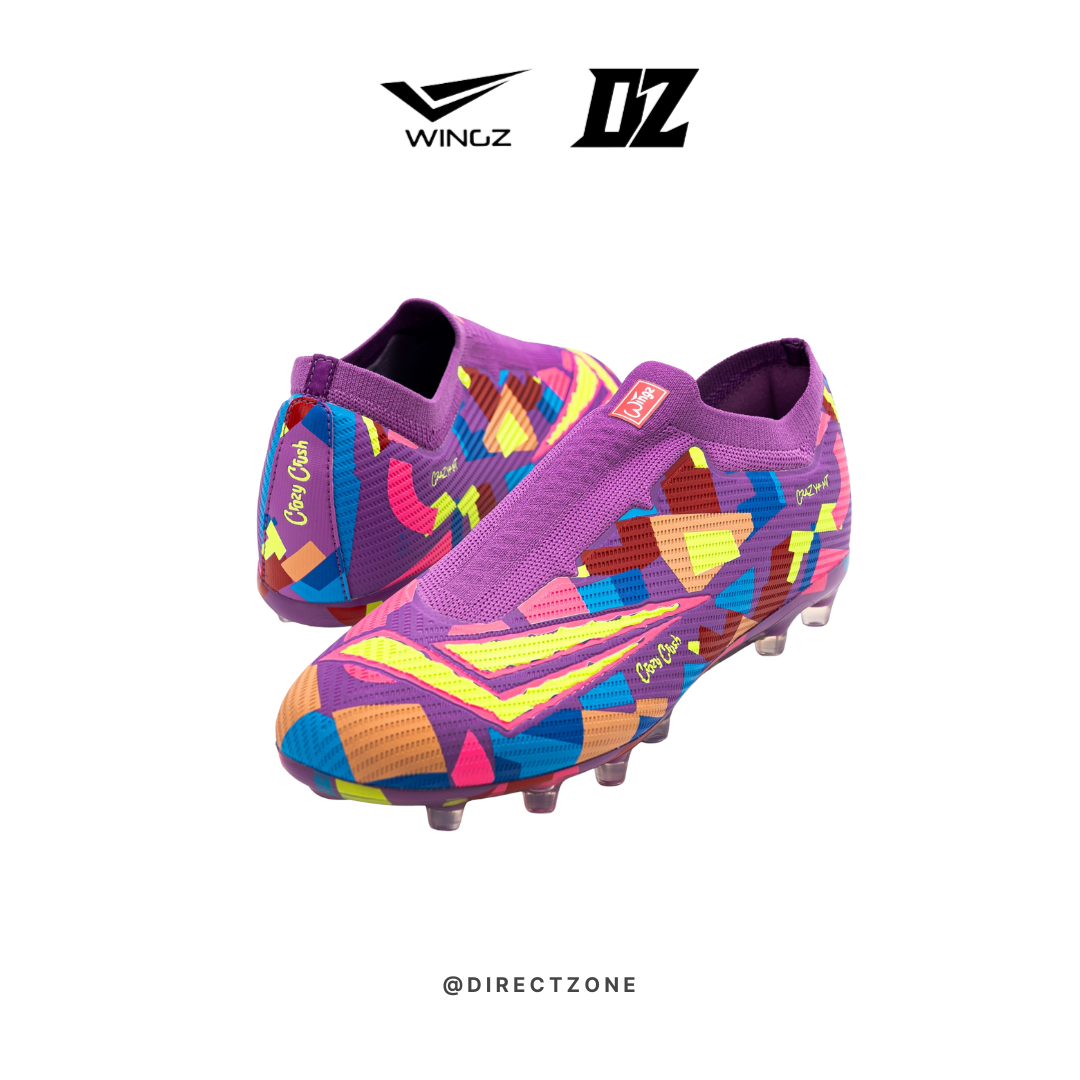 Wingz Sport Soccer Shoes - Crazy Knit Laceless Flyknit - Purple
