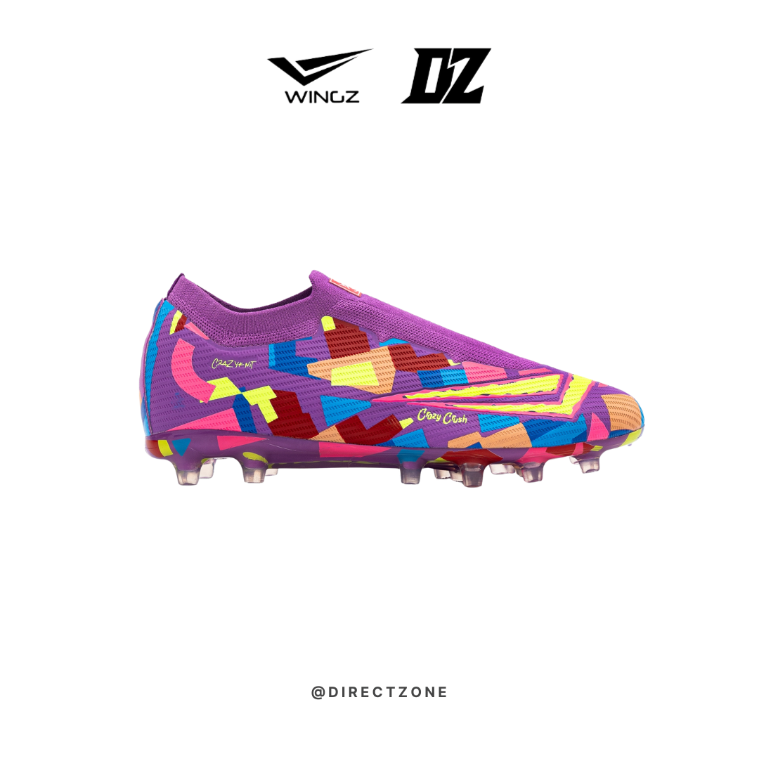 Wingz Sport Soccer Shoes - Crazy Knit Laceless Flyknit - Purple