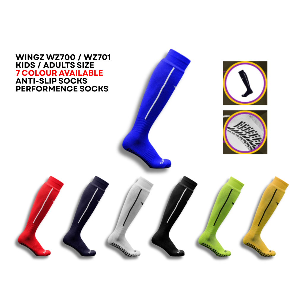 Wingz Anti Slip Long Cut Performence Socks| Kaus Kaki Bola