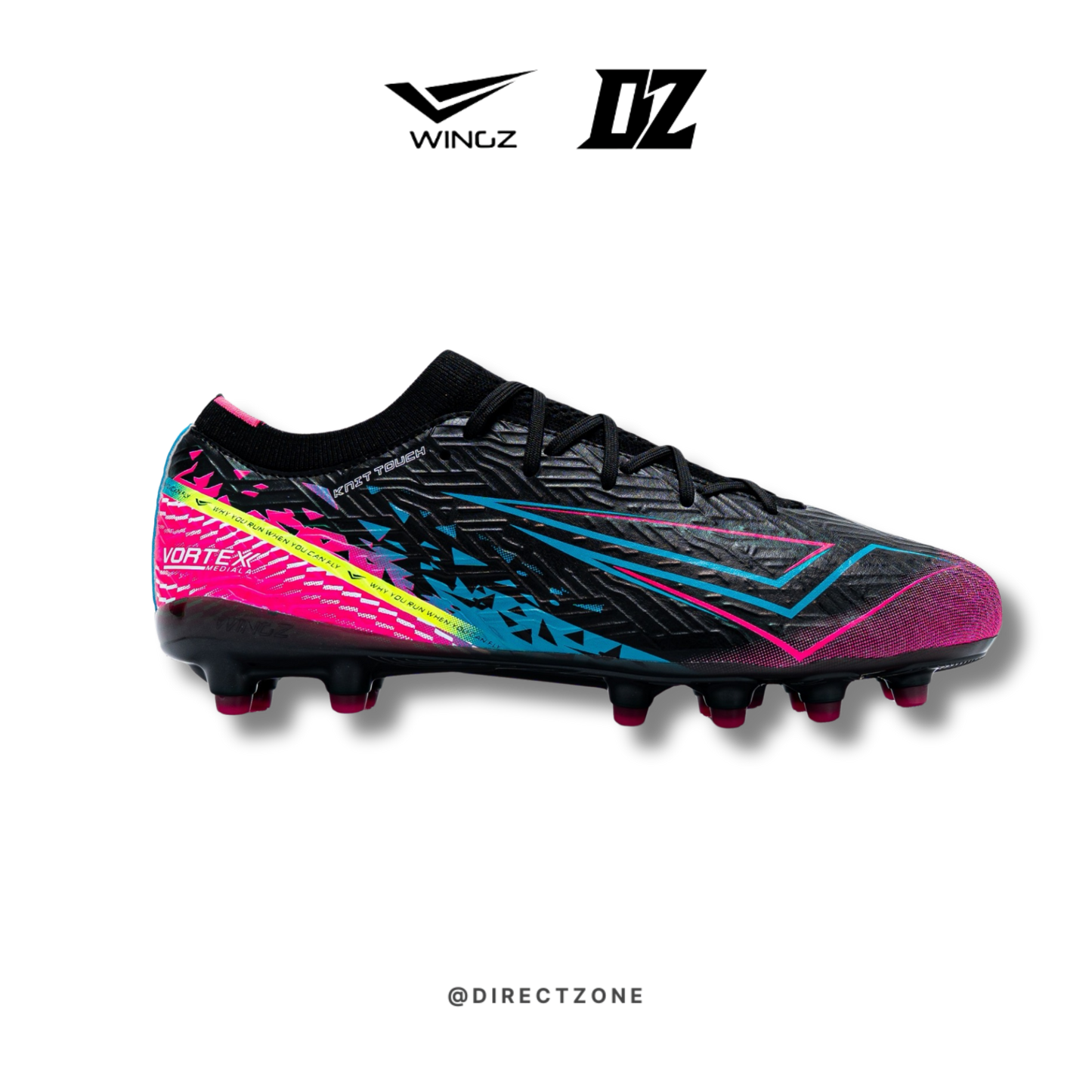 WingzSport Vortex Premium PU - Kasut Bola / Football - Black