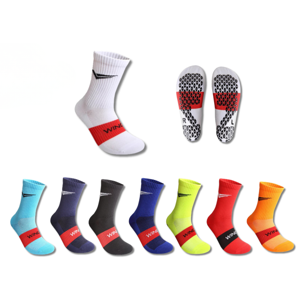 Wingz Anti Slip Mid Cut Performence Sport Grip Socks | Kaus Kaki Bola