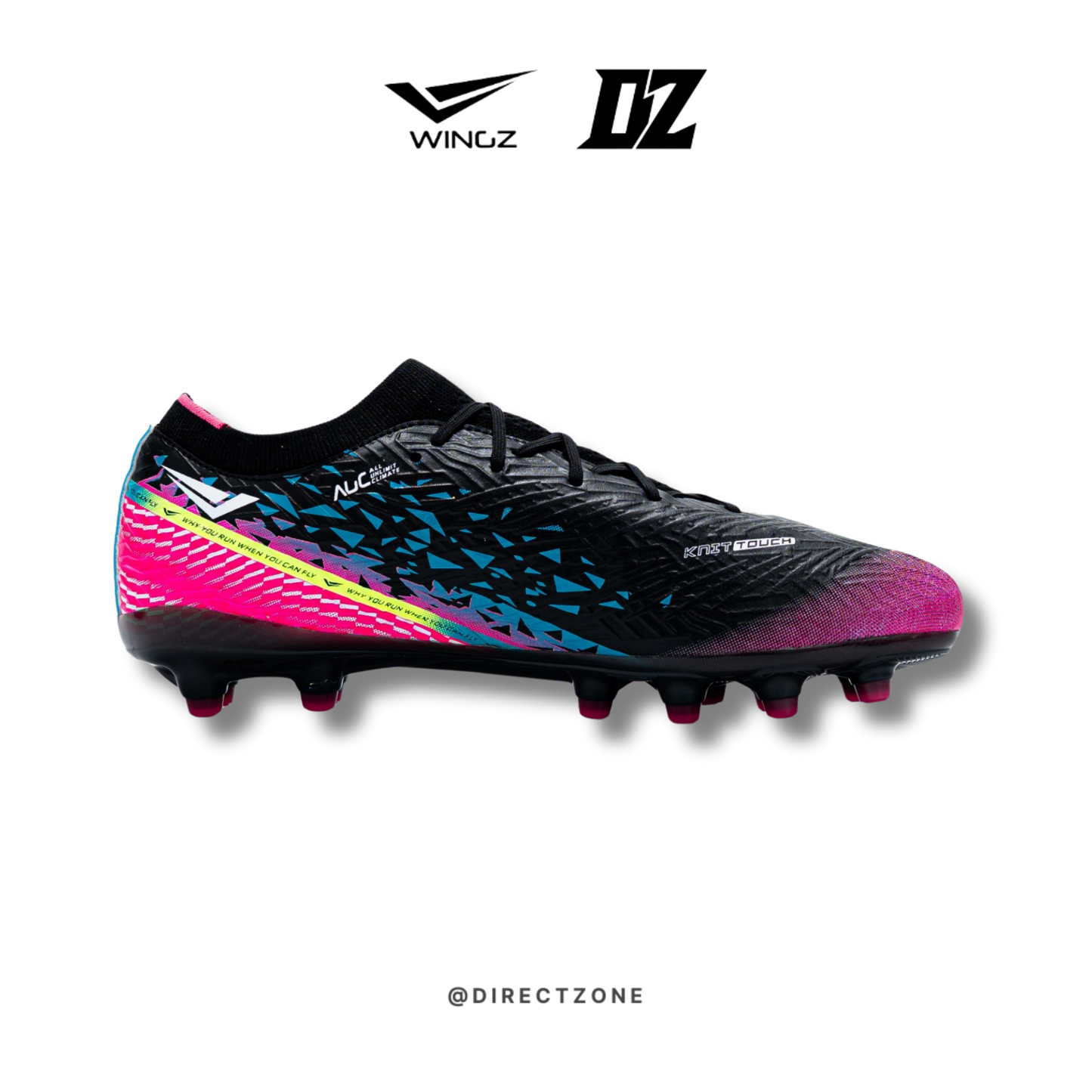 WingzSport Vortex Premium PU - Kasut Bola / Football - Black