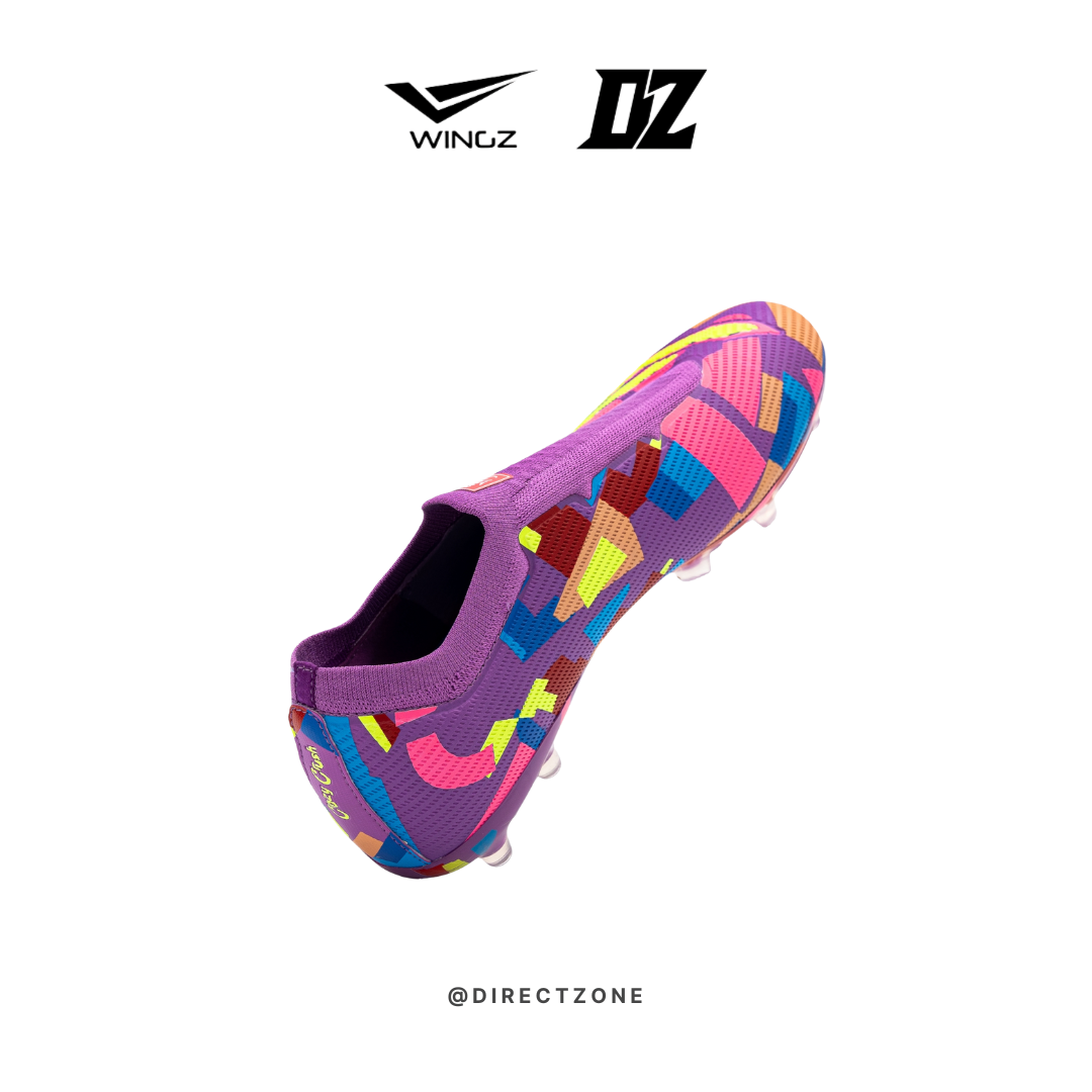 Wingz Sport Soccer Shoes - Crazy Knit Laceless Flyknit - Purple