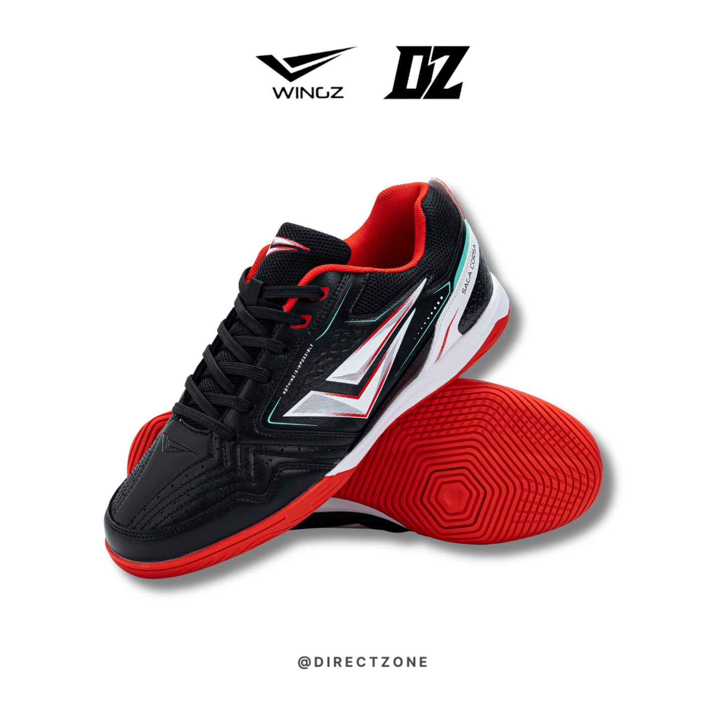 WingzSport Saga Corsa – Kasut Futsal / Futsal Shoes – Black