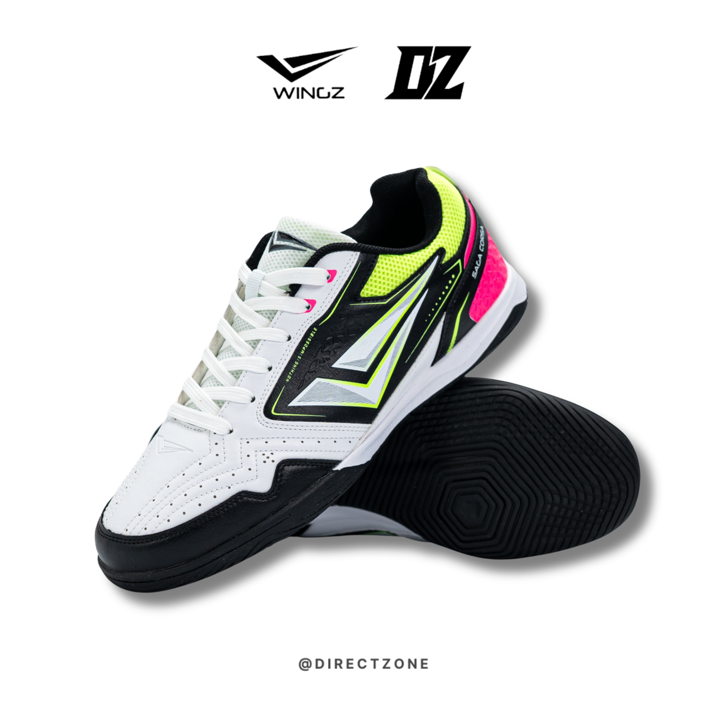 WingzSport Saga Corsa - Kasut Futsal / Futsal Shoes - White